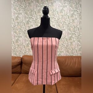 Lovers + Friends Pink Strapless Peplum Top Size M (Runs Small)